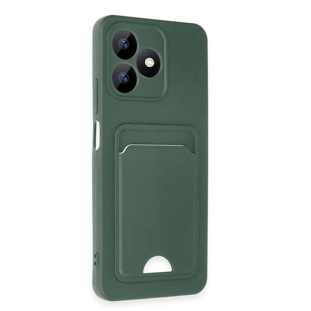  Realme Note 50 4G Kılıf Kelvin Kartvizitli Silikon - Koyu Yeşil
