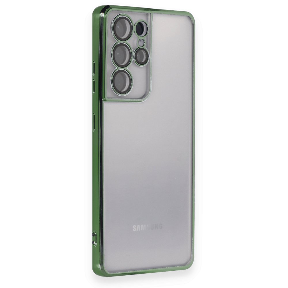  Samsung Galaxy S21 Ultra Kılıf Razer Lensli Silikon - Yeşil