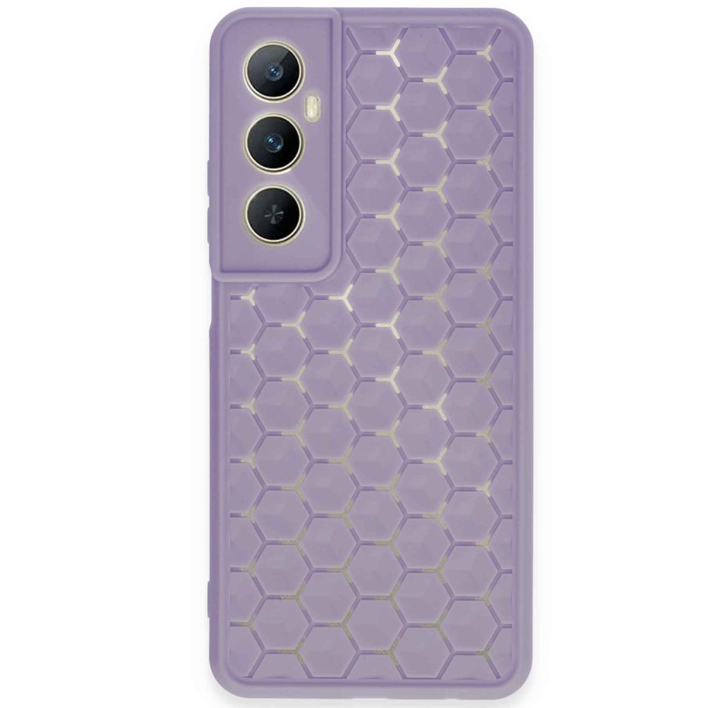 Realme C65 Kılıf Petek Silikon Kapak - Lila  Realme C65 Kılıf Petek Silikon Kapak - Lila