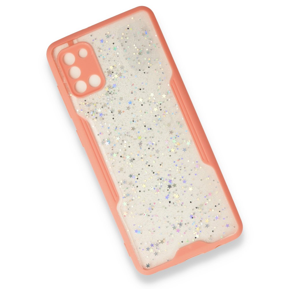  Samsung Galaxy A31 Kılıf Platin Simli Silikon - Pembe