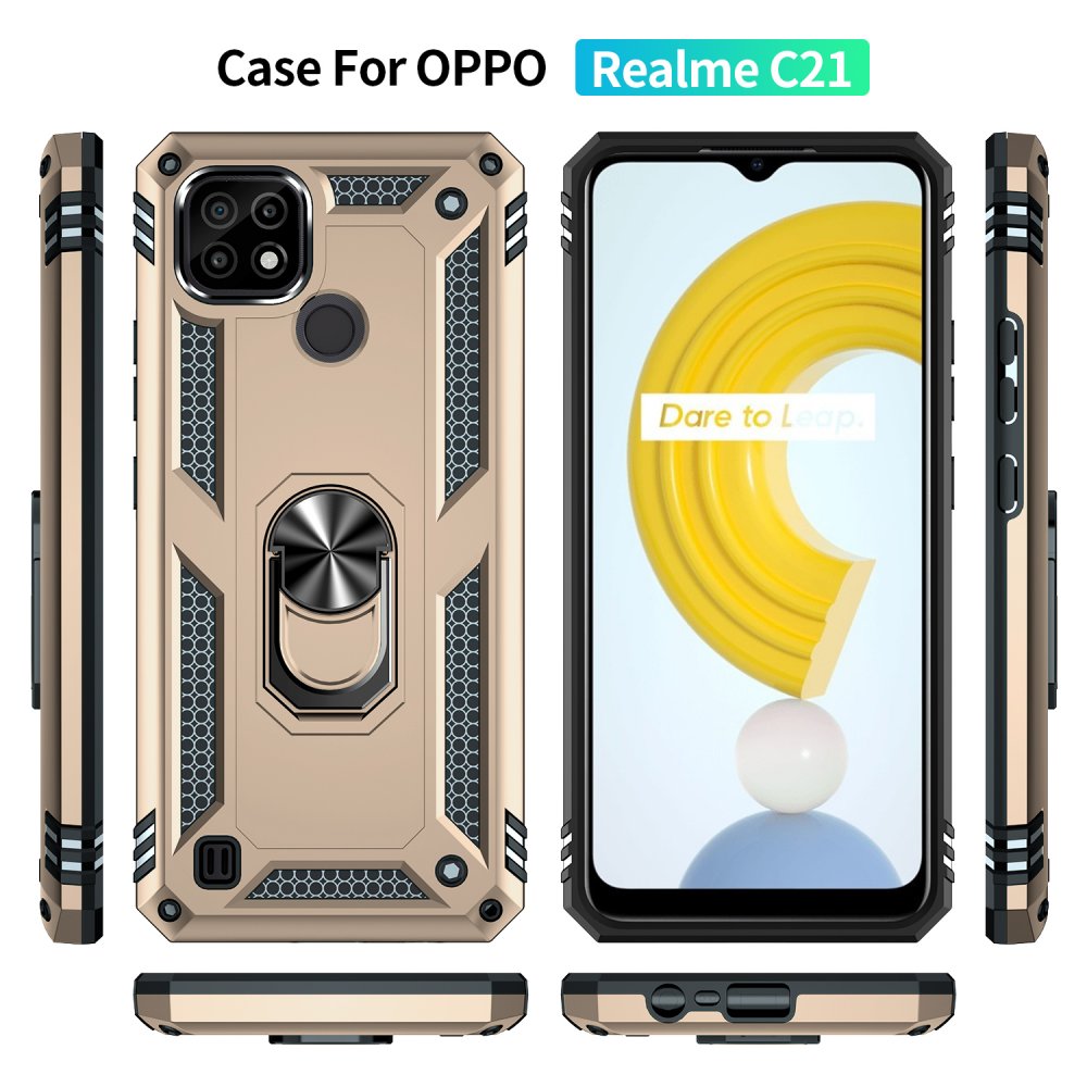 Realme C21 Kılıf Sofya Yüzüklü Silikon Kapak - Gold Realme C21 Kılıf Sofya Yüzüklü Silikon Kapak - Gold