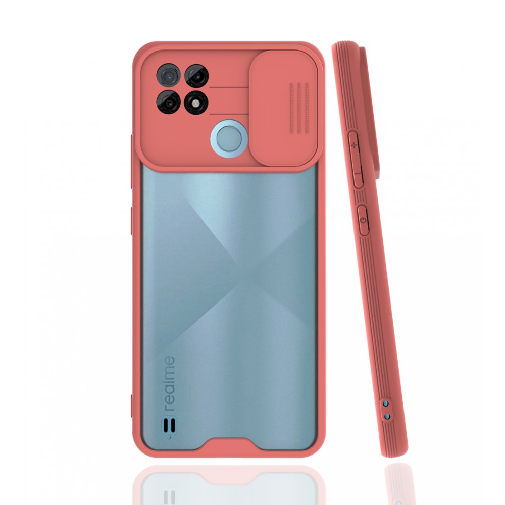  Realme C21 Kılıf Platin Kamera Koruma Silikon - Pembe