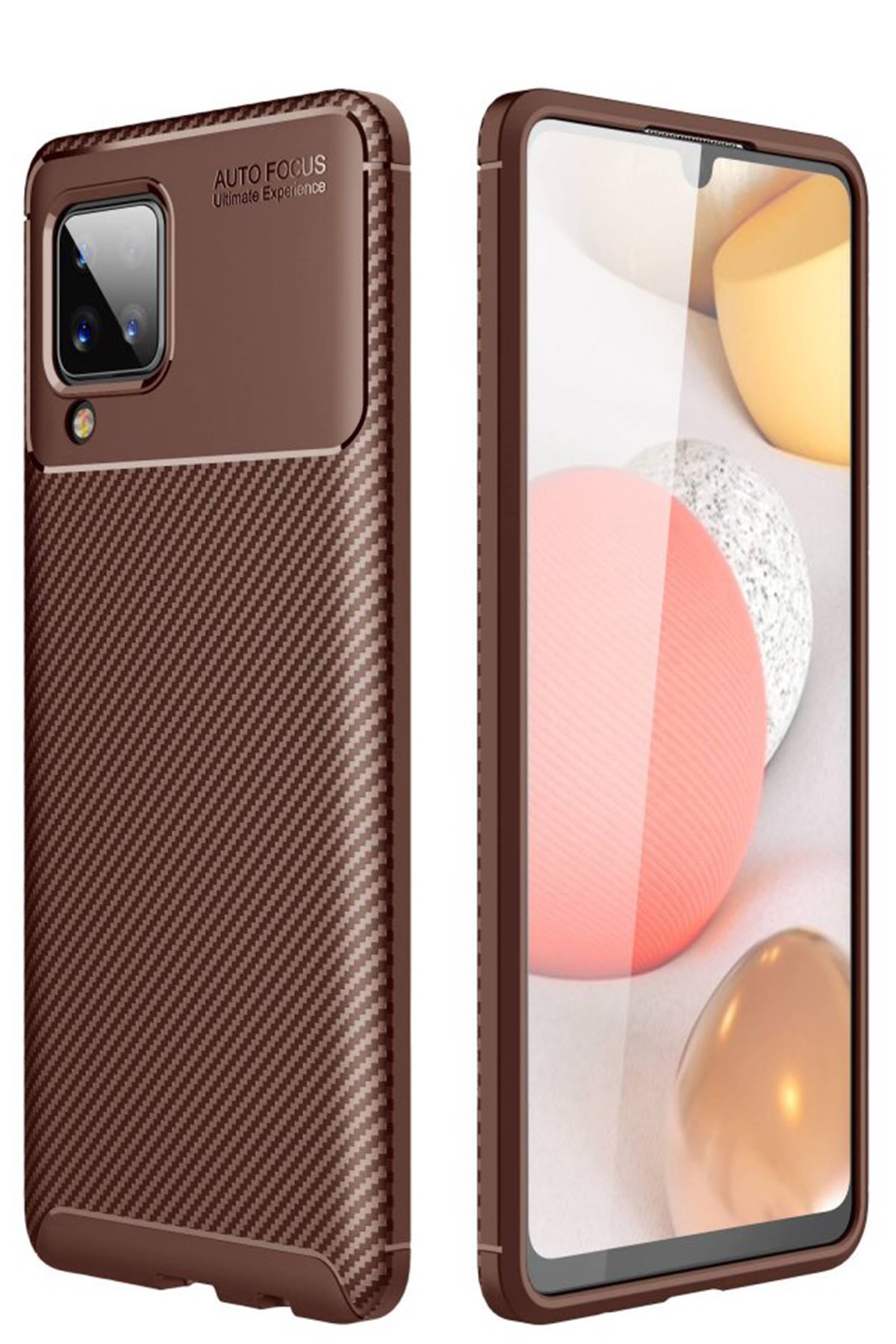  Samsung Galaxy M12 Kılıf Auto Focus Karbon Kapak - Kahverengi