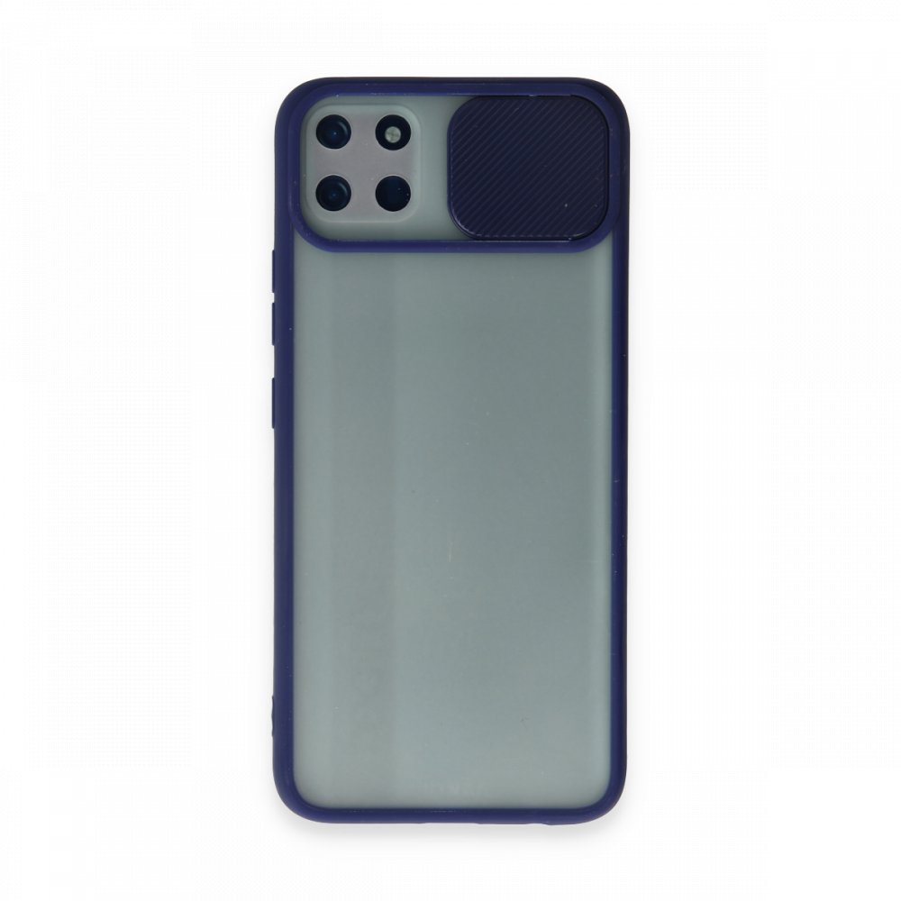 Realme C11 Kılıf Palm Buzlu Kamera Sürgülü Silikon - Lacivert  Realme C11 Kılıf Palm Buzlu Kamera Sürgülü Silikon - Lacivert