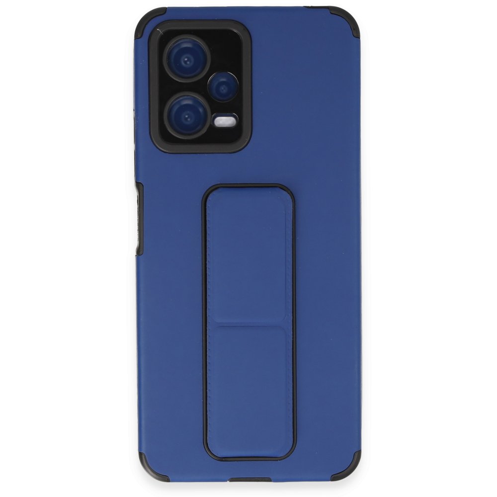 Redmi Note 12 5G Kılıf Mega Standlı Silikon - Mavi
