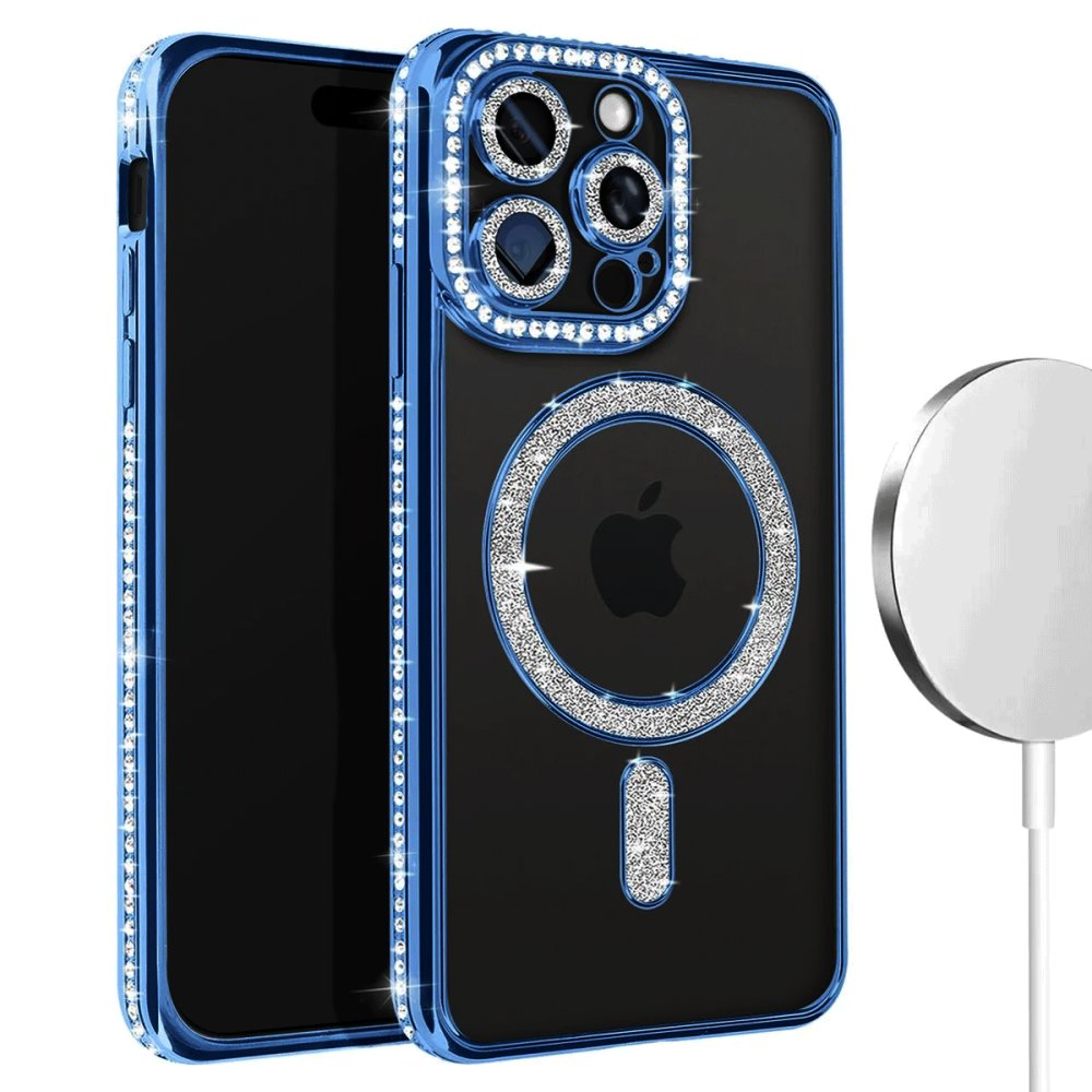 iPhone 14 Pro Kılıf Joke Simli Magneticsafe Kılıf - Lacivert  iPhone 14 Pro Kılıf Joke Simli Magneticsafe Kılıf - Lacivert