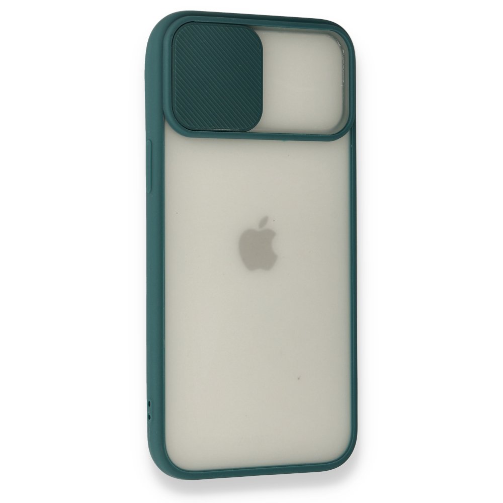  iPhone 12 Pro Max Kılıf Palm Buzlu Kamera Sürgülü Silikon - Yeşil