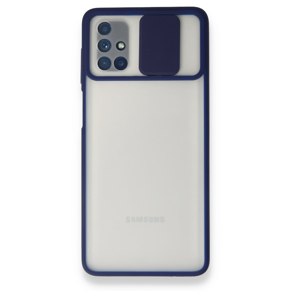  Samsung Galaxy M51 Kılıf Palm Buzlu Kamera Sürgülü Silikon - Lacivert
