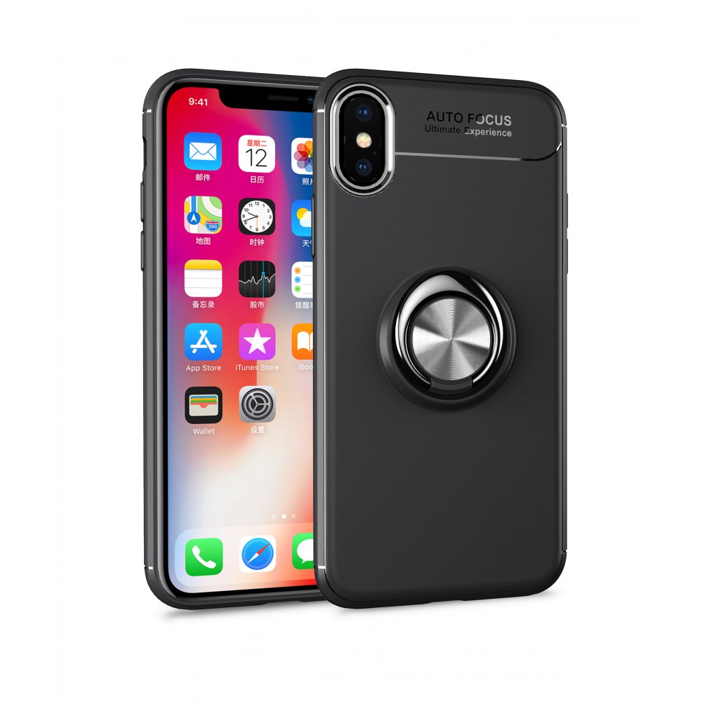  iPhone XS Kılıf Range Yüzüklü Silikon - Siyah
