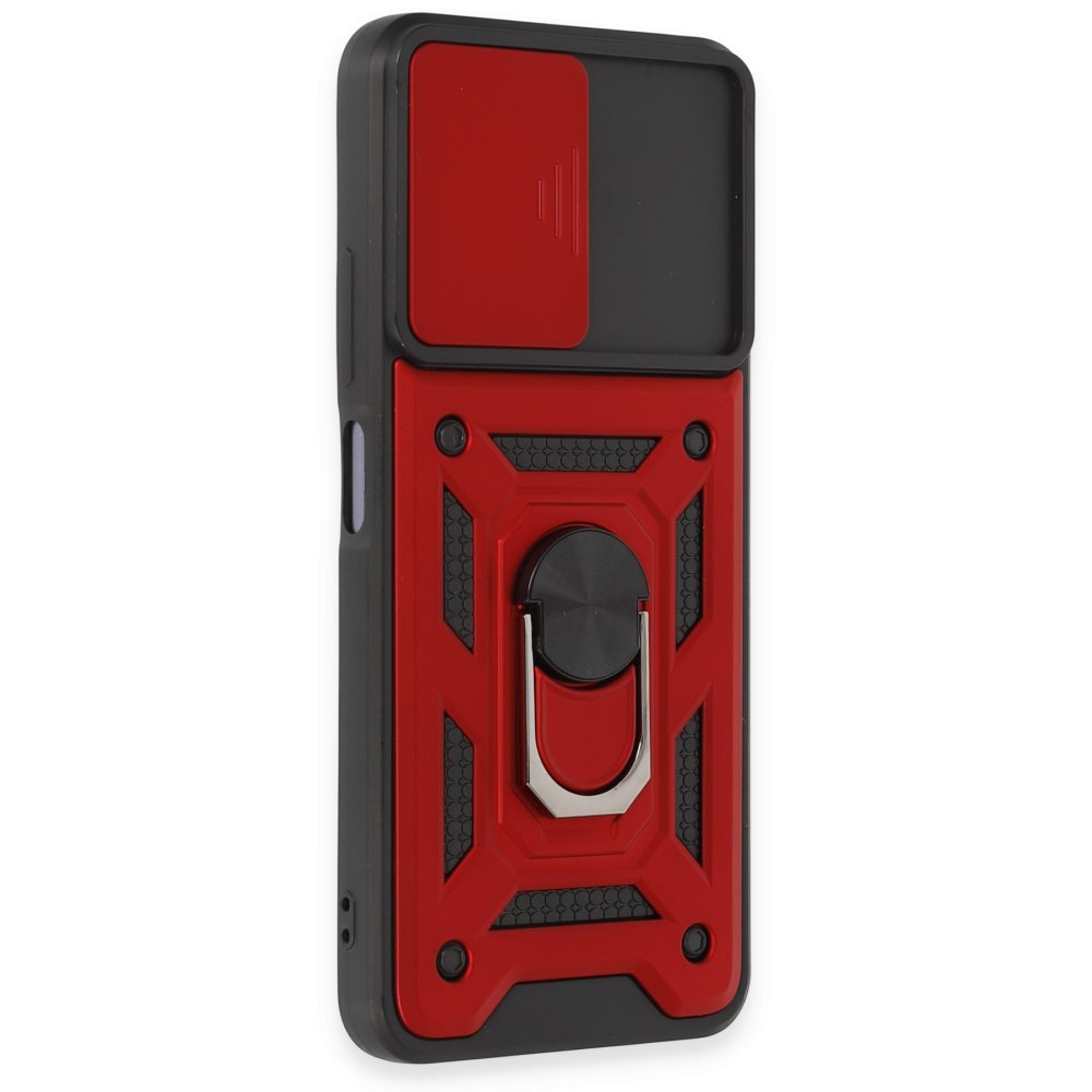 Redmi Note 12 5G Kılıf Pars Lens Yüzüklü Silikon - Kırmızı