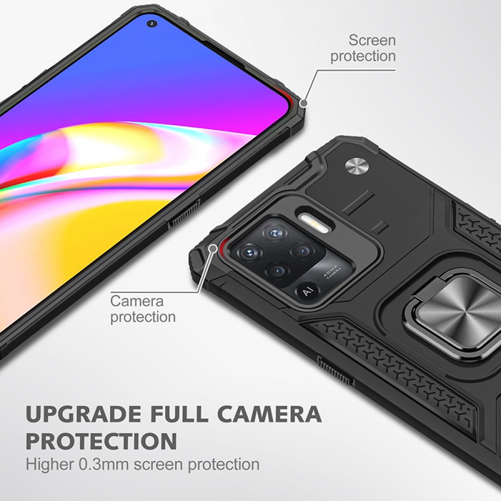  Oppo Reno 5 Lite Kılıf Zegna Yüzüklü Silikon Kapak - Siyah
