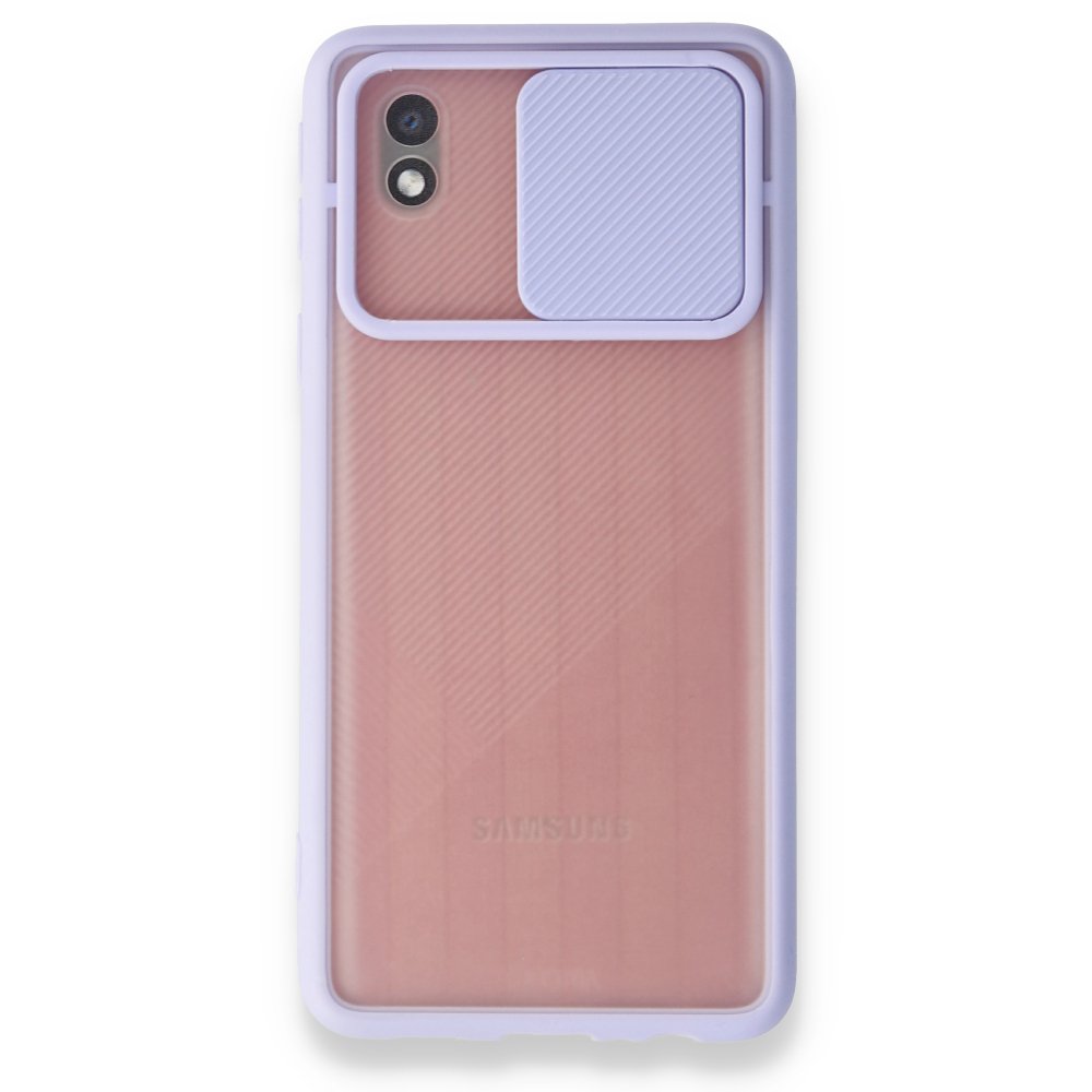  Samsung Galaxy A01 Core Kılıf Palm Buzlu Kamera Sürgülü Silikon - Lila
