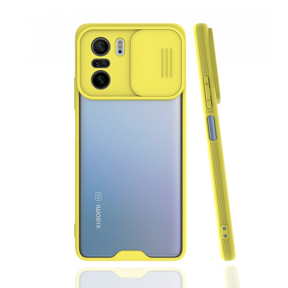 Redmi K40 Kılıf Platin Kamera Koruma Silikon - Sarı