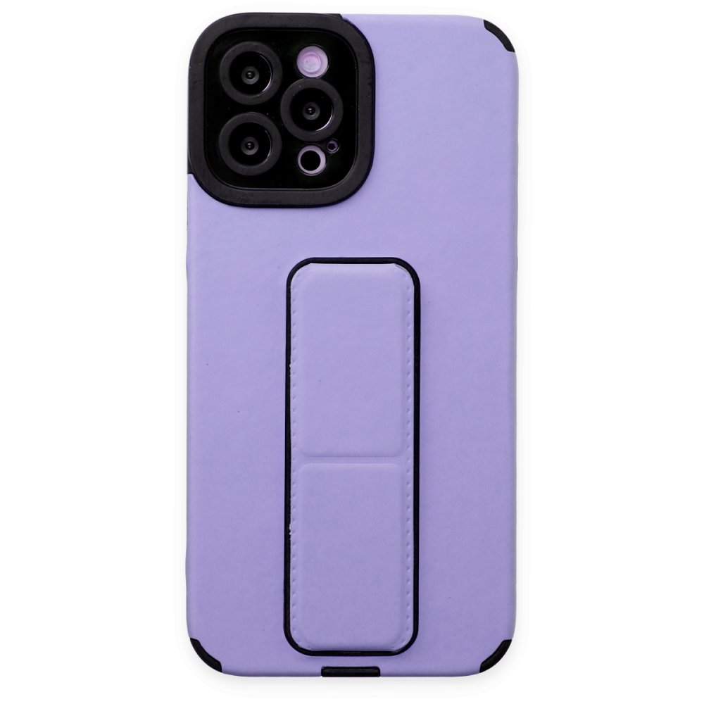  iPhone 12 Pro Max Kılıf Mega Standlı Silikon - Lila