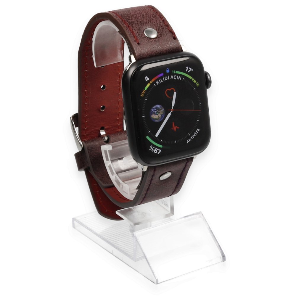 Apple Watch 45mm NL18 Deri Kordon - Derin Mor