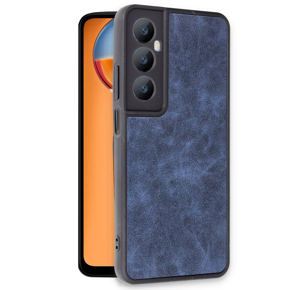 Realme C65 Kılıf Aras Deri Kapak - Lacivert  Realme C65 Kılıf Aras Deri Kapak - Lacivert
