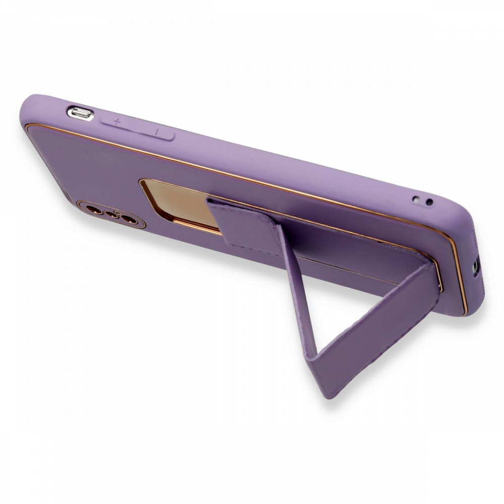 iPhone X Kılıf Coco Deri Standlı Kapak - Koyu Lila  iPhone X Kılıf Coco Deri Standlı Kapak - Koyu Lila