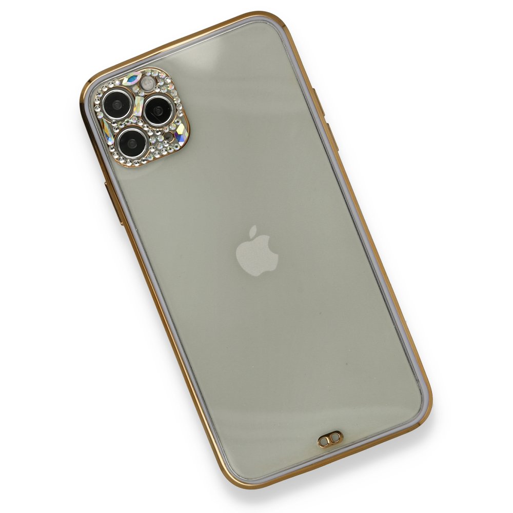  iPhone 11 Pro Kılıf Liva Taşlı Silikon - Mor