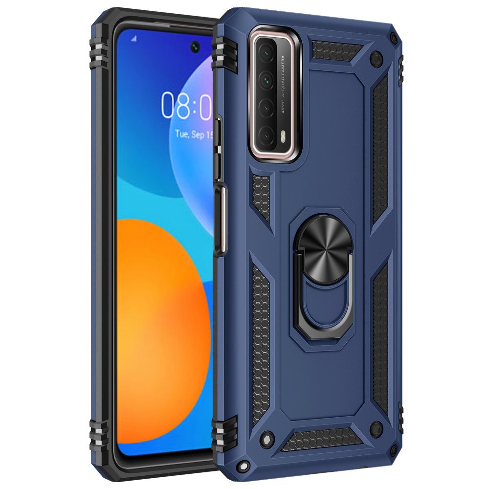 Huawei P Smart 2021 Kılıf Sofya Yüzüklü Silikon Kapak - Lacivert  Huawei P Smart 2021 Kılıf Sofya Yüzüklü Silikon Kapak - Lacivert