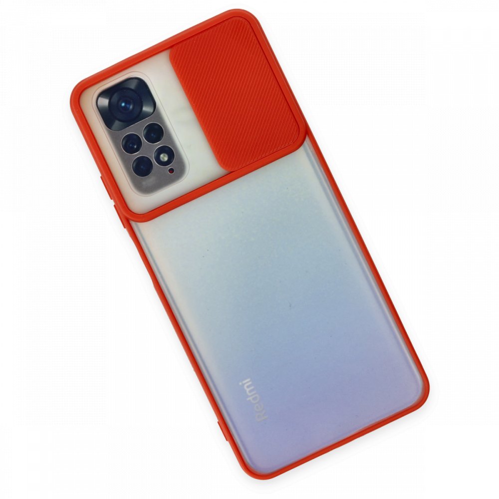 Redmi Note 11S Kılıf Palm Buzlu Kamera Sürgülü Silikon - Kırmızı Redmi Note 11S Kılıf Palm Buzlu Kamera Sürgülü Silikon - Kırmızı