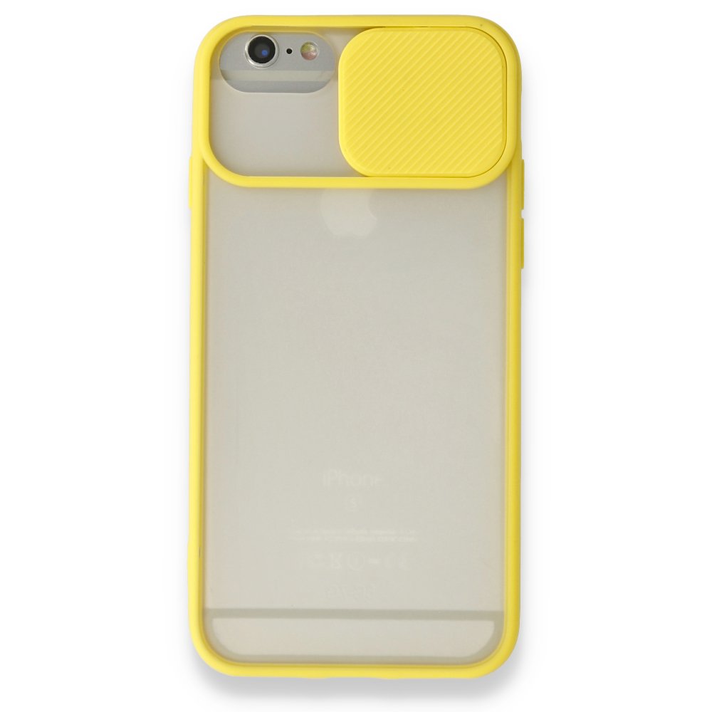  iPhone 6 Kılıf Palm Buzlu Kamera Sürgülü Silikon - Sarı