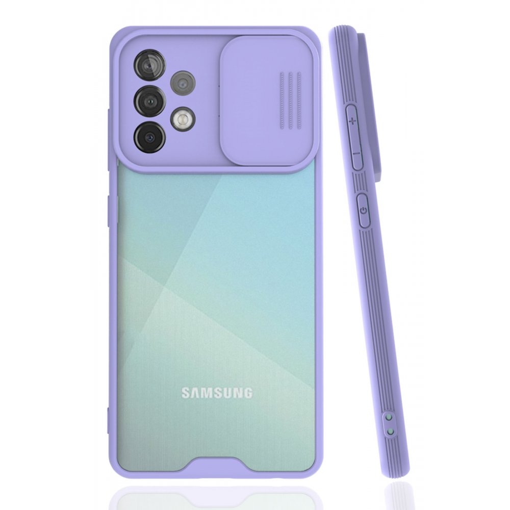  Samsung Galaxy A72 Kılıf Platin Kamera Koruma Silikon - Lila