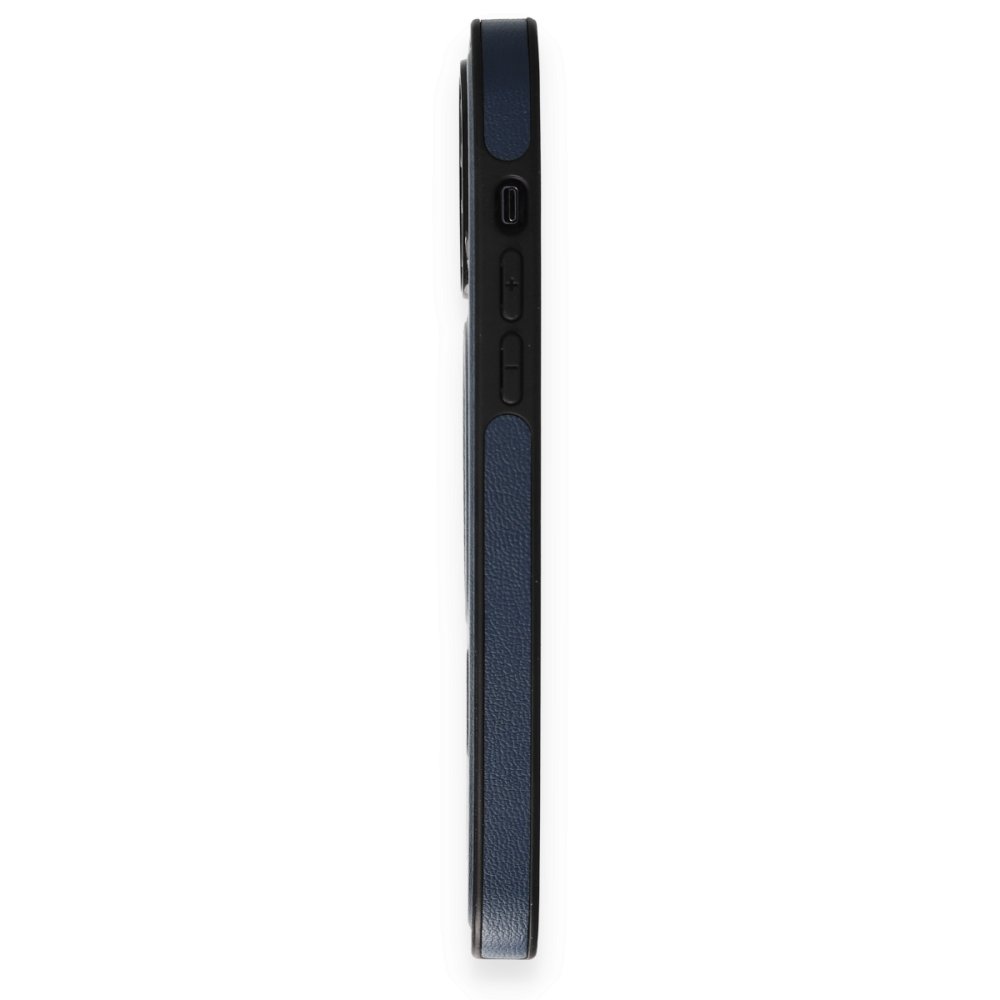  iPhone 15 Pro Kılıf Ozzi Magsafe Deri Kapak - Lacivert