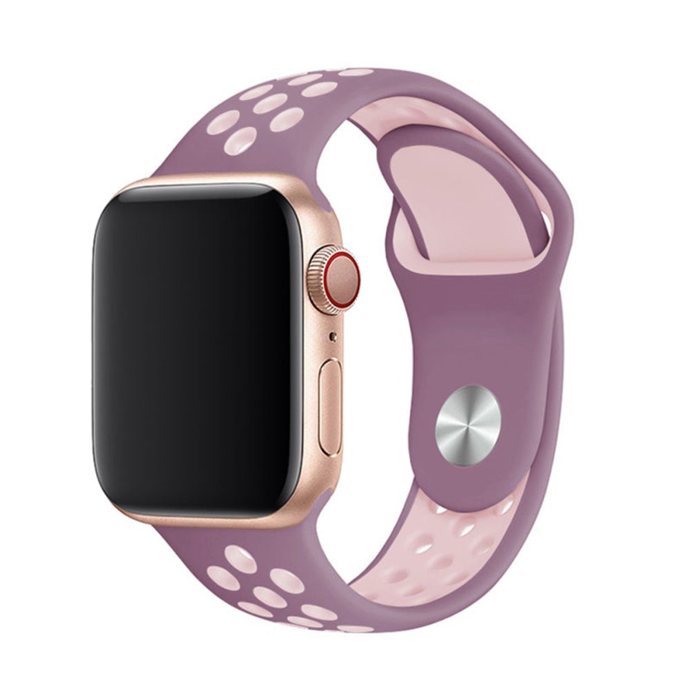  Apple Watch 41mm Spor Delikli Kordon - Mor-Pembe
