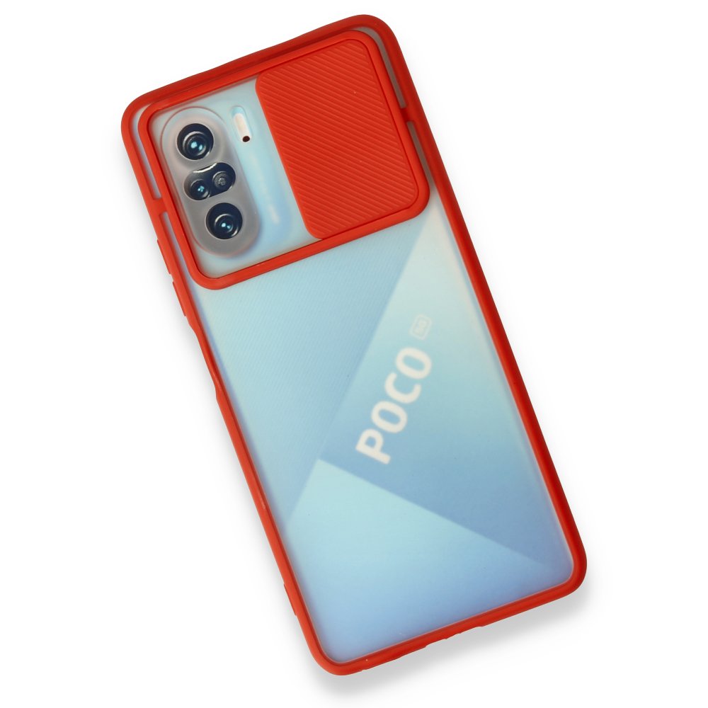 Redmi K40 Kılıf Palm Buzlu Kamera Sürgülü Silikon - Kırmızı Redmi K40 Kılıf Palm Buzlu Kamera Sürgülü Silikon - Kırmızı