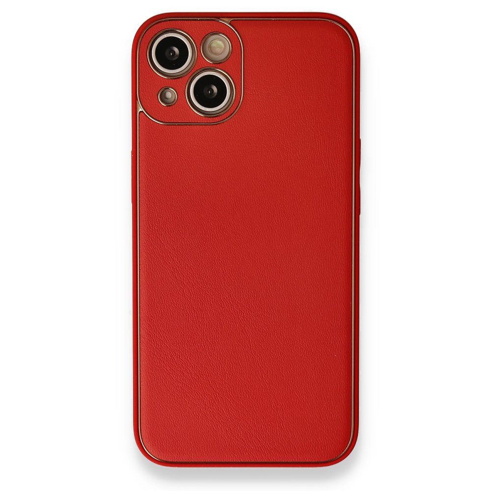 iPhone 13 Kılıf Coco Deri Silikon Kapak - Kırmızı  iPhone 13 Kılıf Coco Deri Silikon Kapak - Kırmızı
