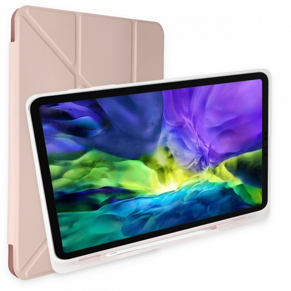 iPad Pro 12.9 (2021) Kılıf Kalemlikli Mars Tablet Kılıfı - Rose Gold iPad Pro 12.9 (2021) Kılıf Kalemlikli Mars Tablet Kılıfı - Rose Gold