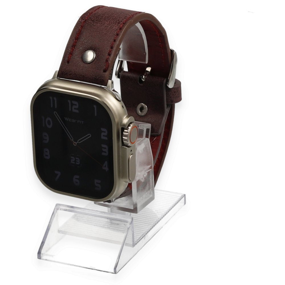  Apple Watch Ultra 49mm NL18 Deri Kordon - Derin Mor