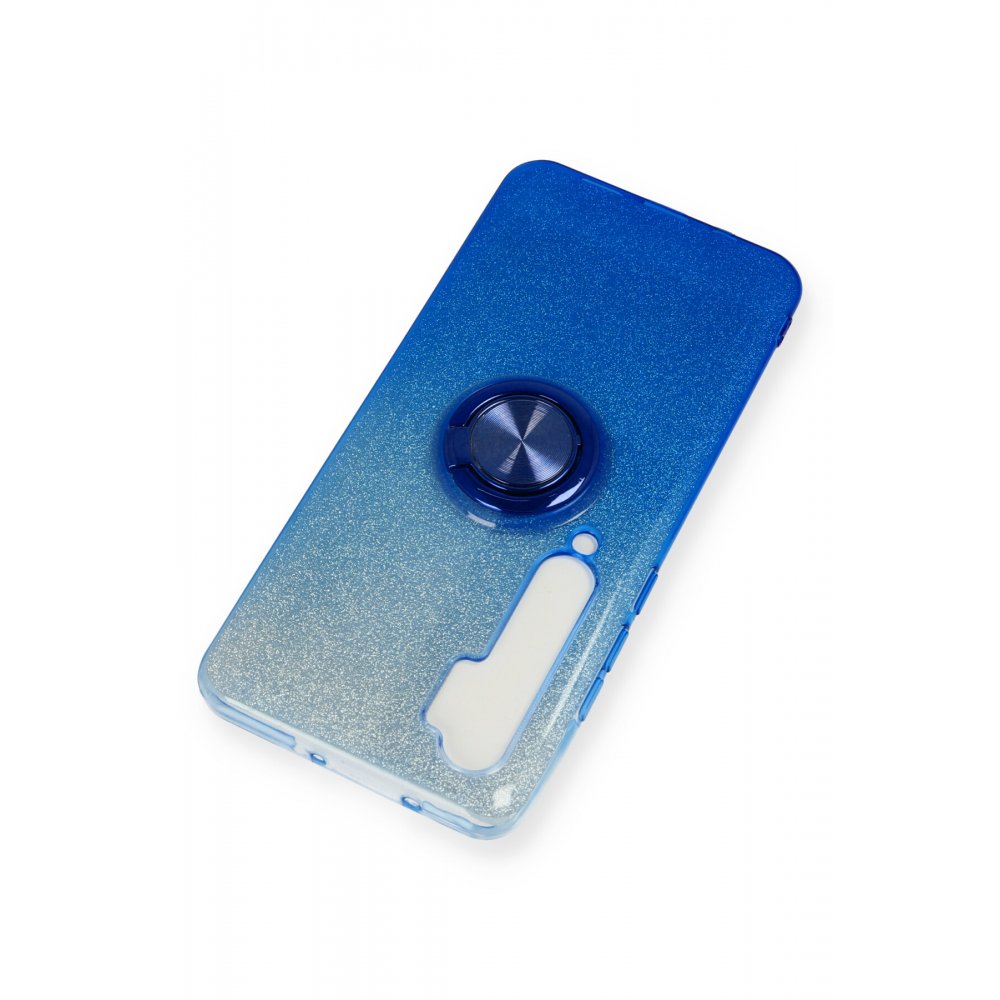 Xiaomi Mi Note 10 Lite Kılıf Simli Yüzüklü Silikon - Mavi  Xiaomi Mi Note 10 Lite Kılıf Simli Yüzüklü Silikon - Mavi