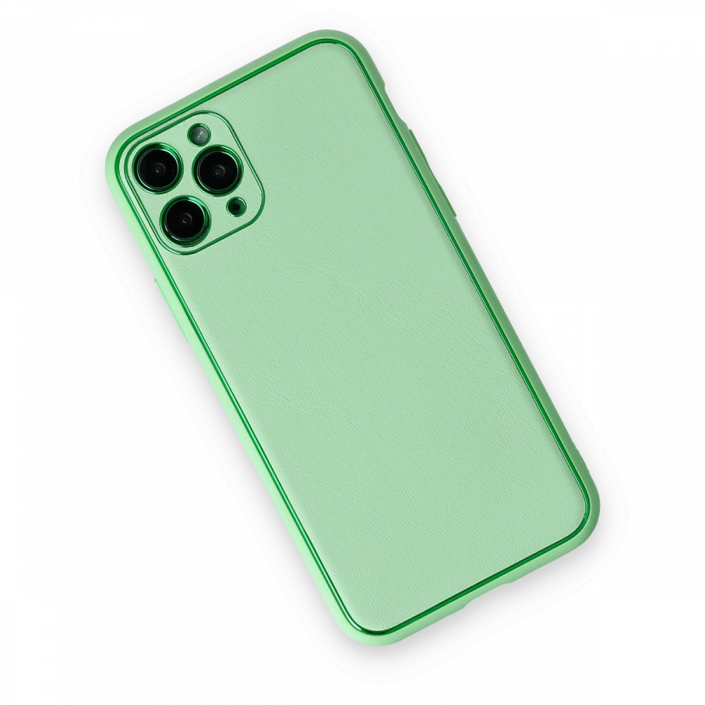  iPhone 11 Pro Kılıf Coco Deri Silikon Kapak - Açık Yeşil