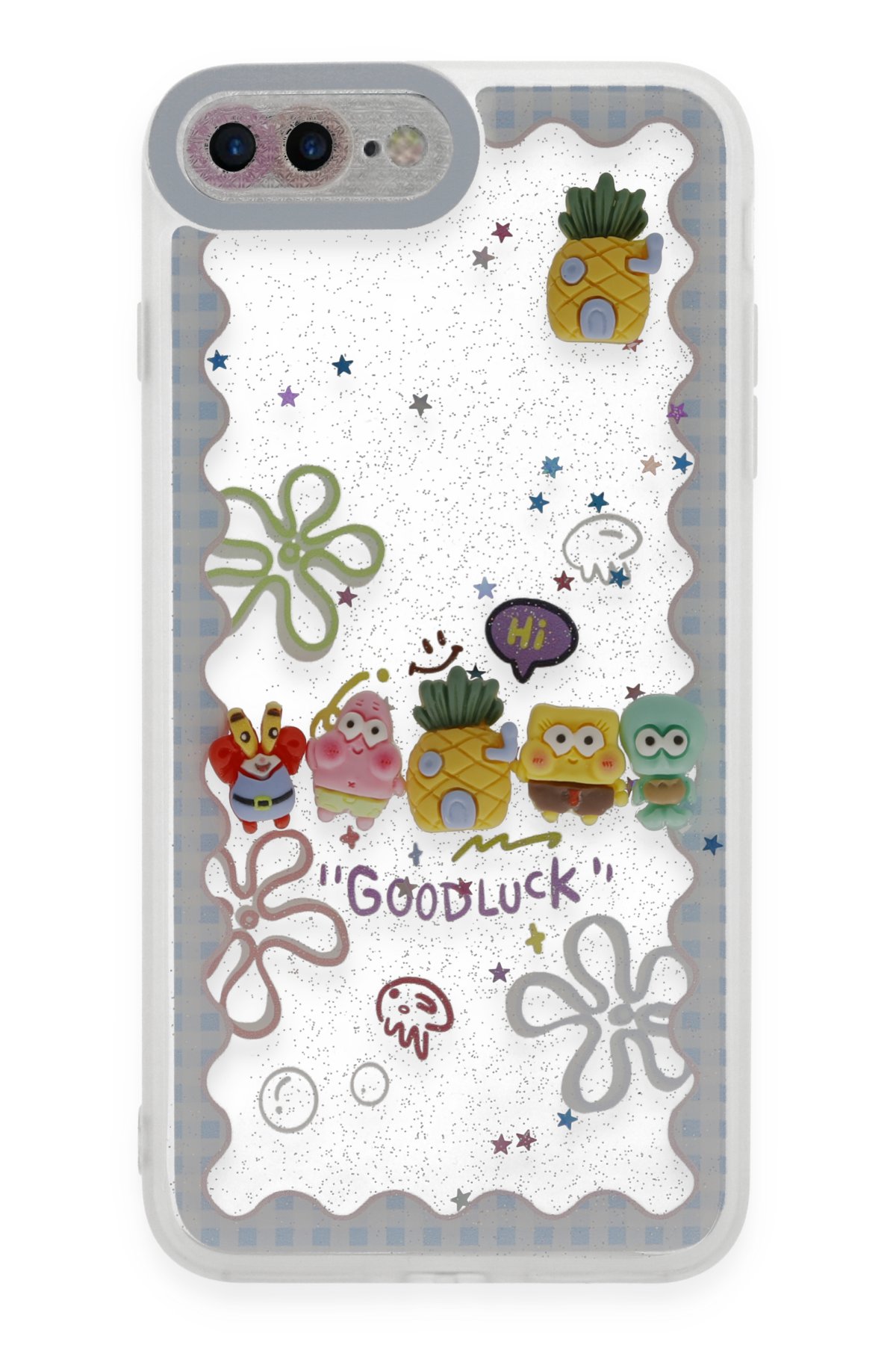  iPhone 8 Plus Kılıf Sweet Desenli Silikon Kapak - Açık Mavi