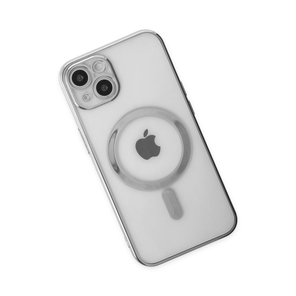 iPhone 14 Plus Kılıf Magneticsafe Lazer Silikon - Gümüş  iPhone 14 Plus Kılıf Magneticsafe Lazer Silikon - Gümüş