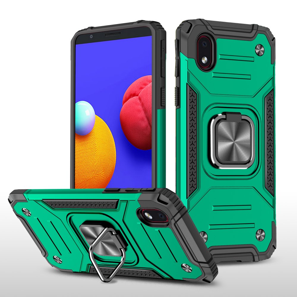 Samsung Galaxy A01 Core Kılıf Zegna Yüzüklü Silikon Kapak - Koyu Yeşil