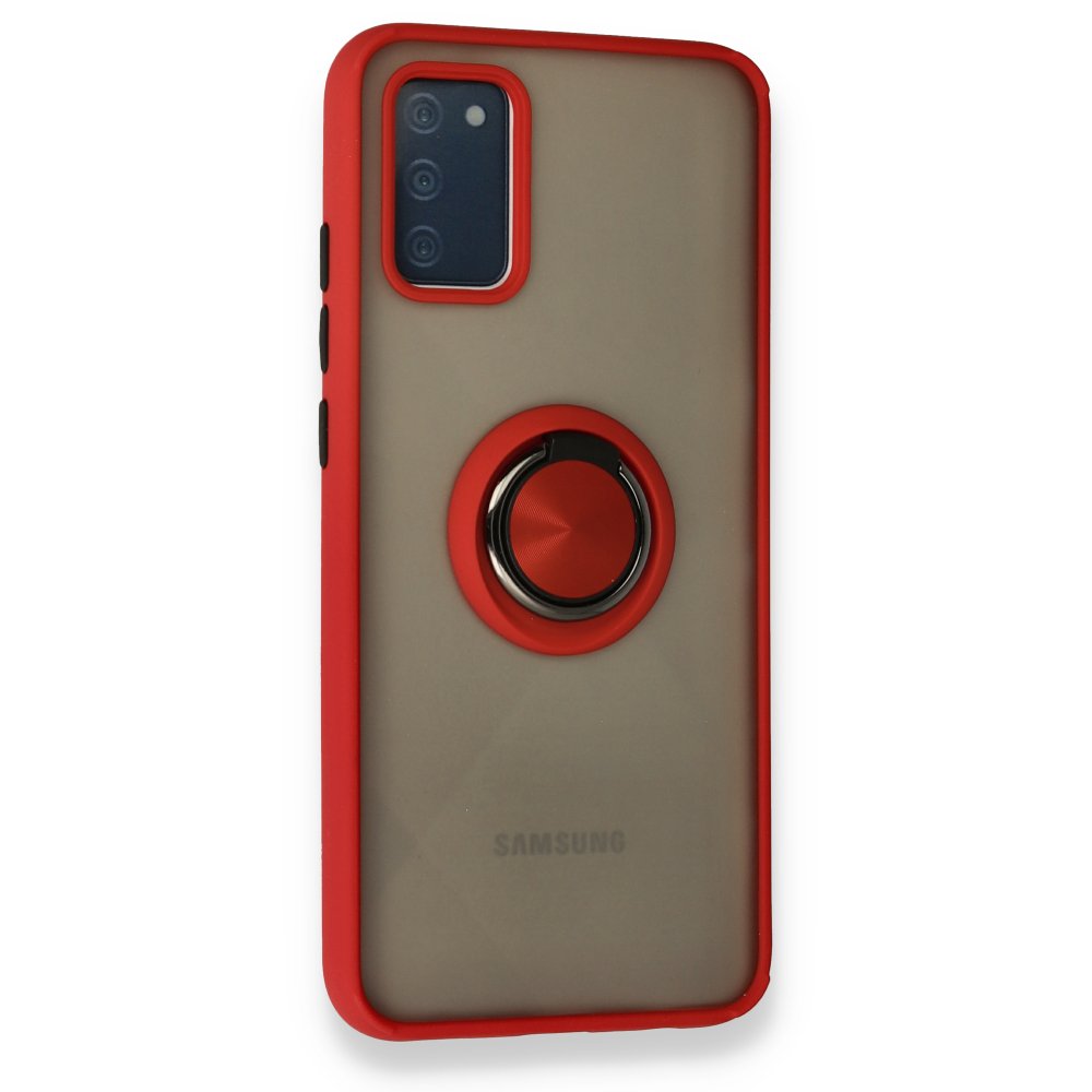 Samsung Galaxy A02S Kılıf Montreal Yüzüklü Silikon Kapak - Kırmızı