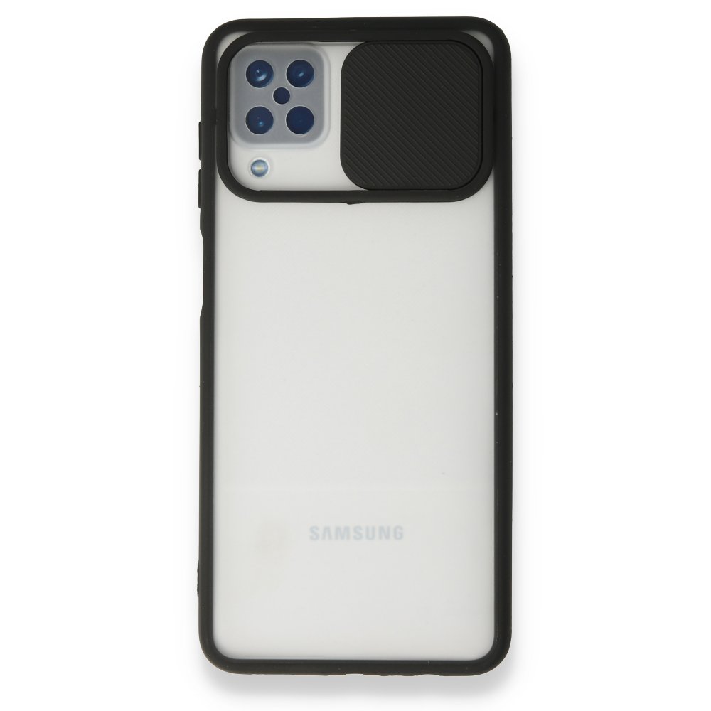  Samsung Galaxy M12 Kılıf Palm Buzlu Kamera Sürgülü Silikon - Siyah