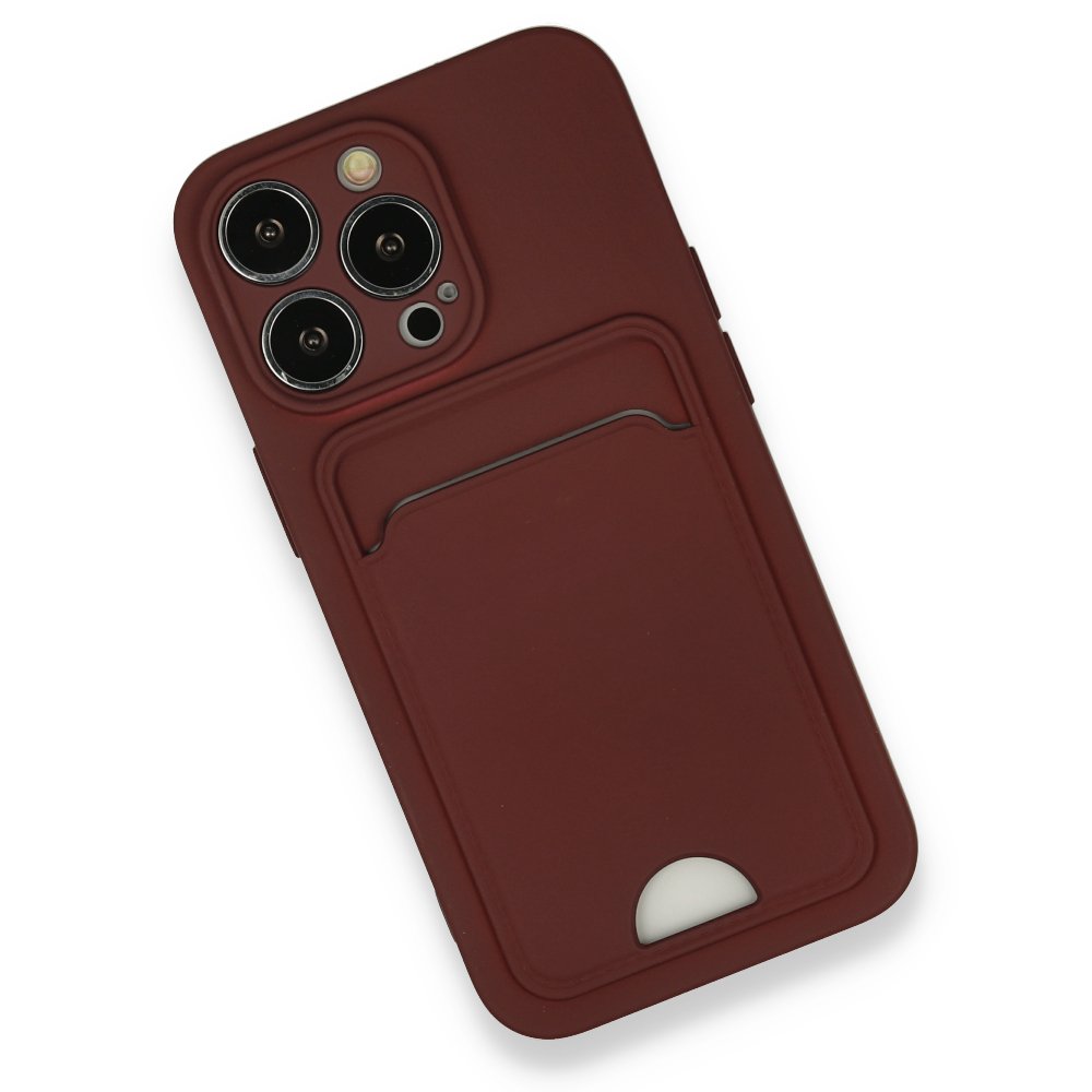  iPhone 13 Pro Kılıf Kelvin Kartvizitli Silikon - Bordo