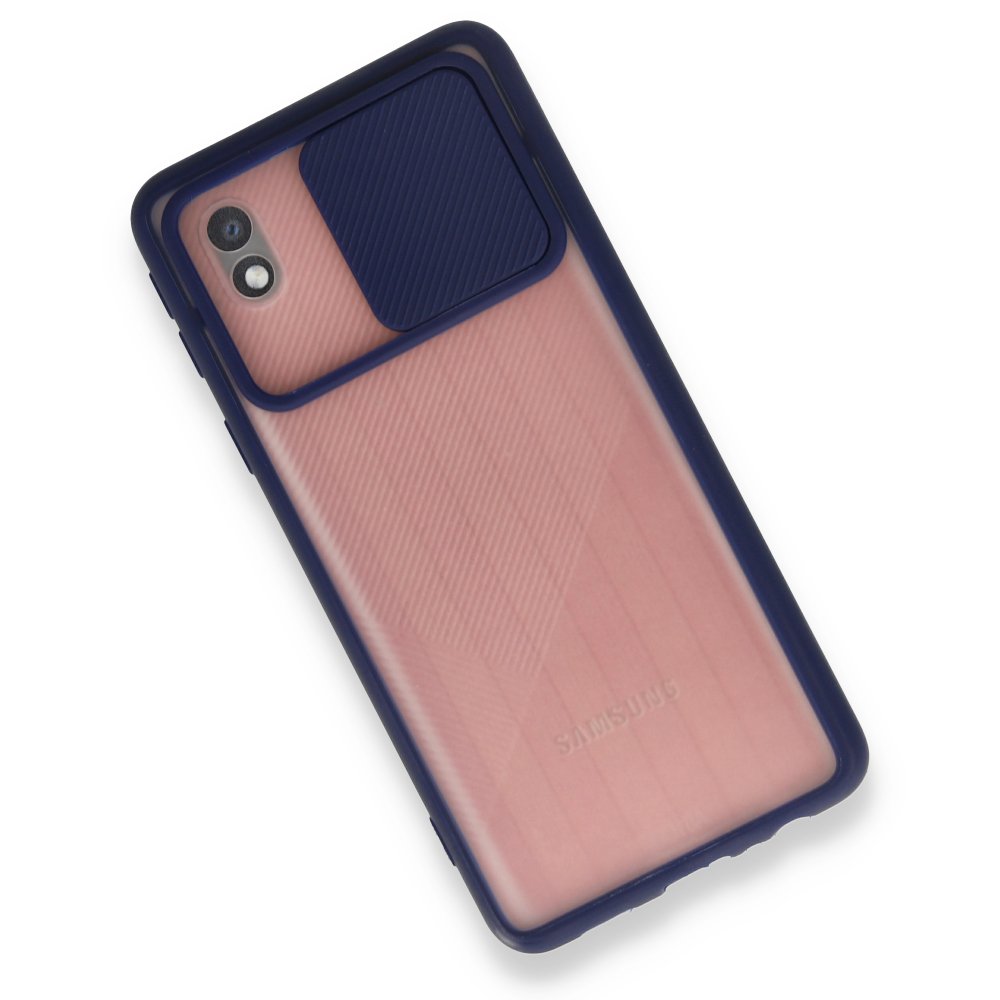 Samsung Galaxy A01 Core Kılıf Palm Buzlu Kamera Sürgülü Silikon - Lacivert