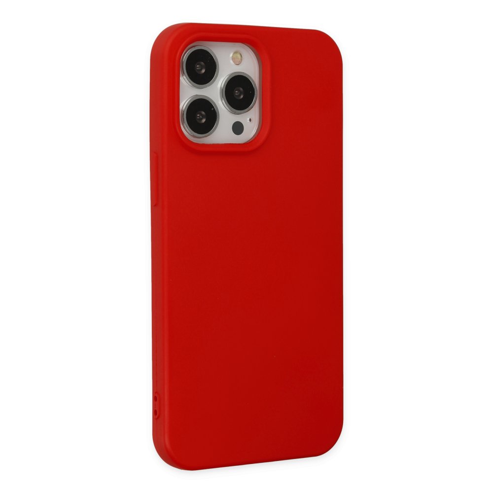 iPhone 14 Pro Max Kılıf Nano içi Kadife Silikon - Kırmızı  iPhone 14 Pro Max Kılıf Nano içi Kadife Silikon - Kırmızı