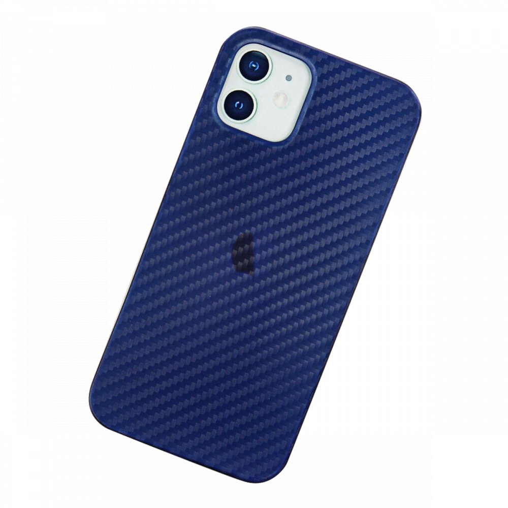  iPhone 12 Kılıf Karbon PP Silikon - Mavi