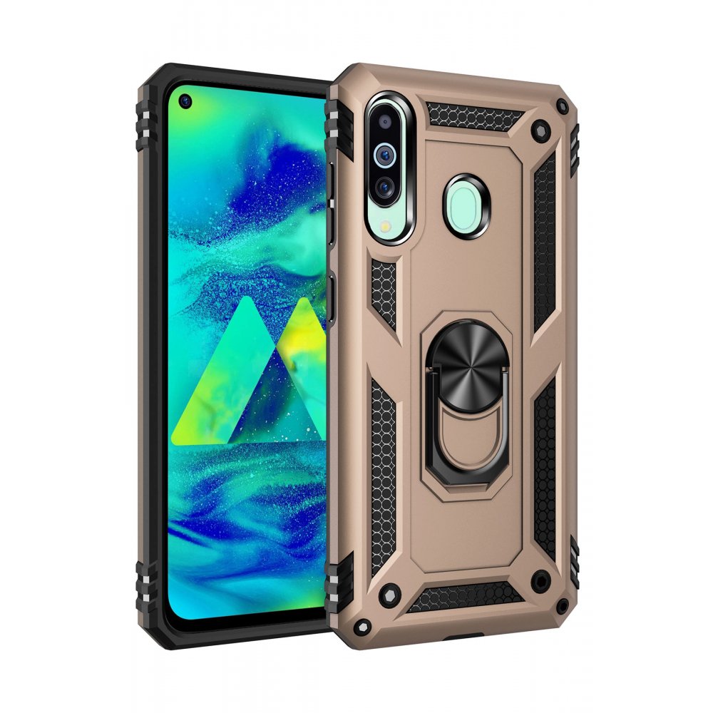  Samsung Galaxy A60 Kılıf Sofya Yüzüklü Silikon Kapak - Gold
