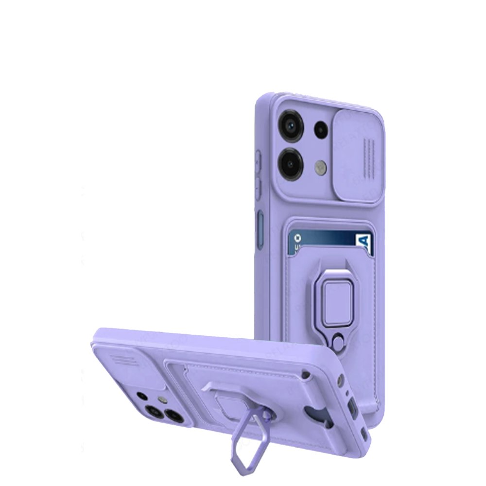 Redmi Note 13 4G Kılıf Zuma Kartvizitli Yüzüklü Silikon - Lila