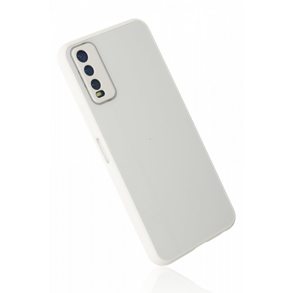  Vivo Y11S Kılıf Glass Kapak - Beyaz