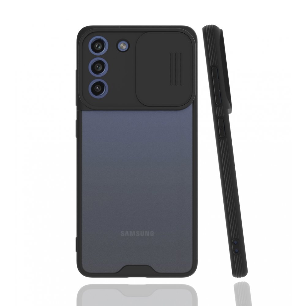  Samsung Galaxy S21 FE Kılıf Platin Kamera Koruma Silikon - Siyah