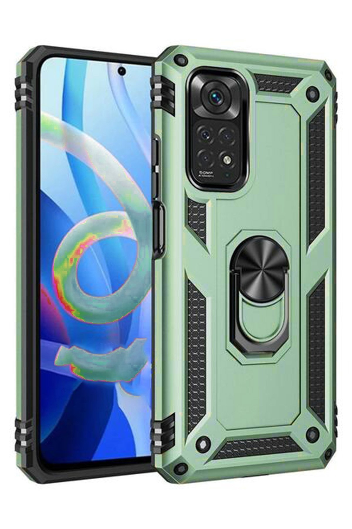 Redmi Note 11 Kılıf Sofya Yüzüklü Silikon Kapak - Yeşil Redmi Note 11 Kılıf Sofya Yüzüklü Silikon Kapak - Yeşil