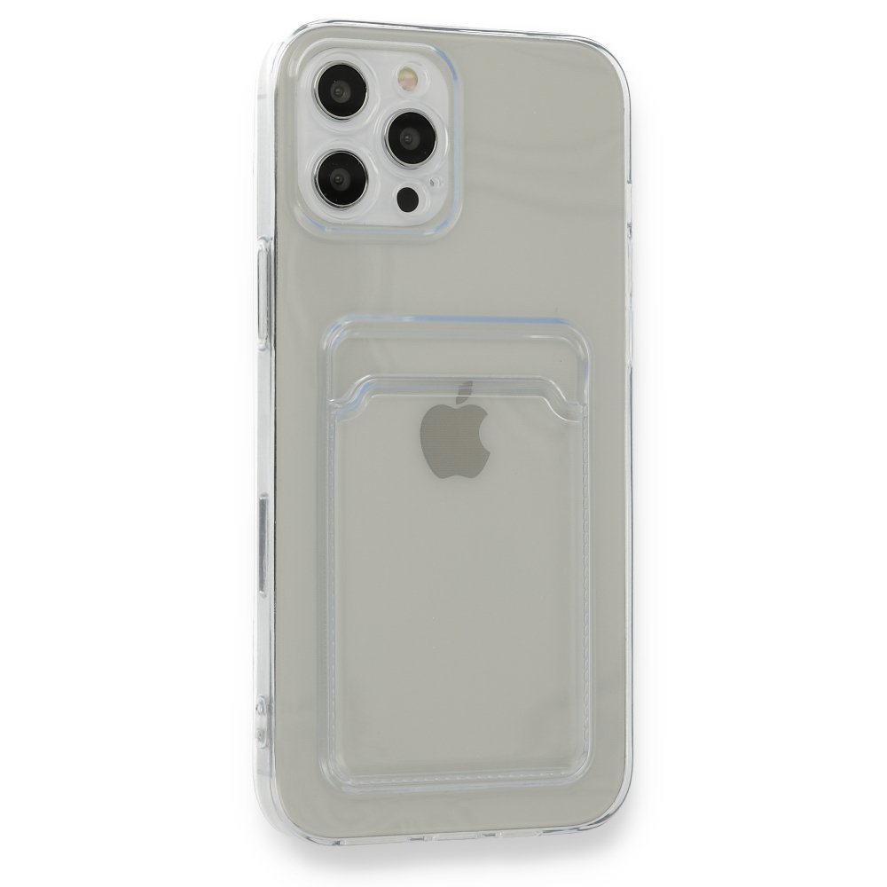  iPhone 12 Pro Max Kılıf Kart Şeffaf Silikon - Şeffaf