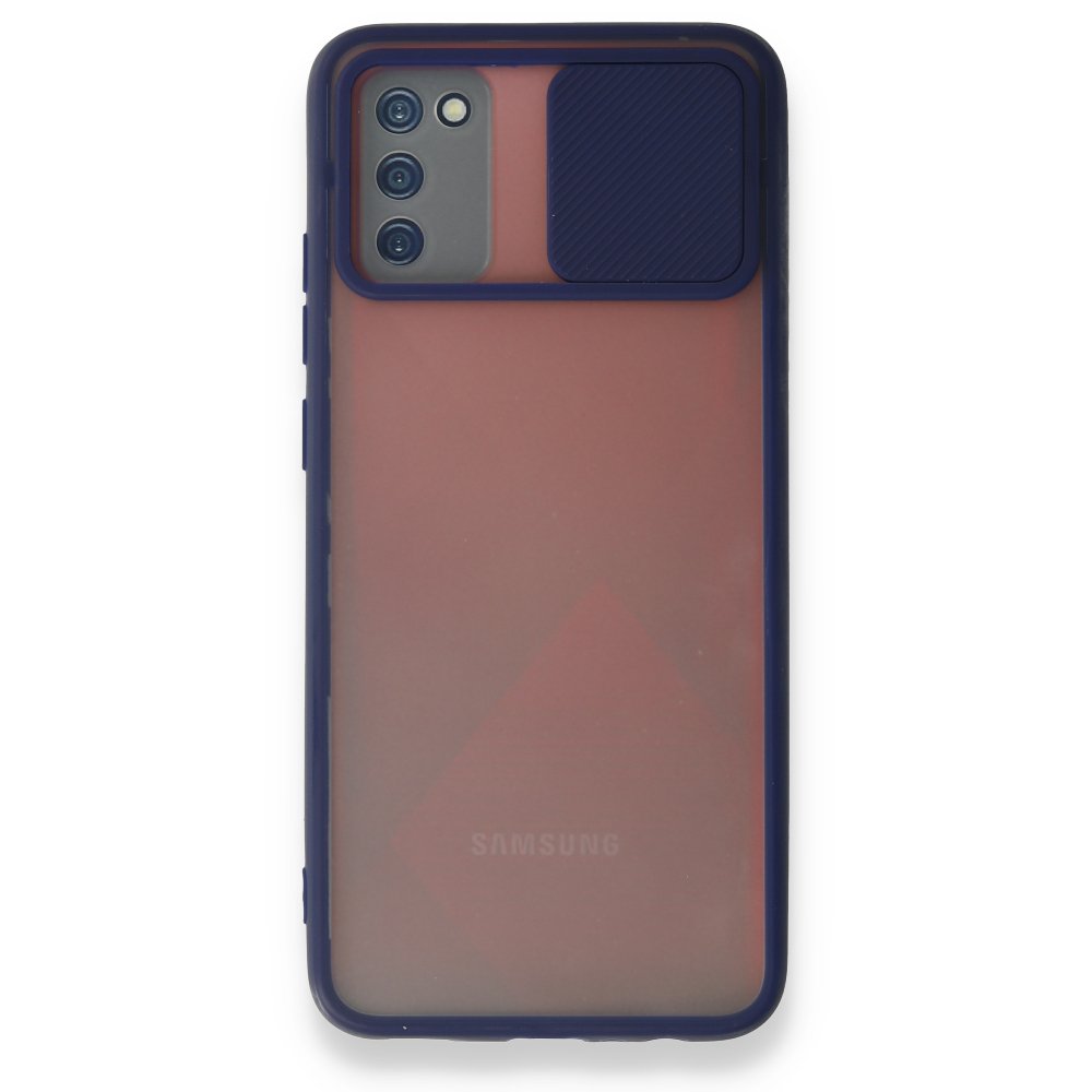  Samsung Galaxy A03S Kılıf Palm Buzlu Kamera Sürgülü Silikon - Lacivert